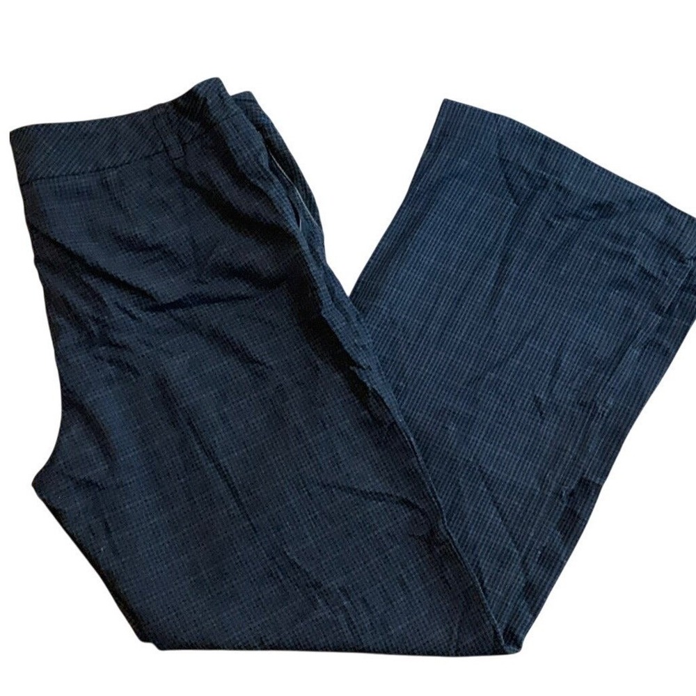 Worthington Wide Leg Career Dress Pants blue/black Plaid Checkered  sz 12